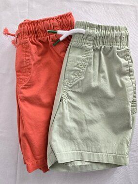 2 Pairs Cat & Jack Kids Pull-On Shorts | Coral & Sage Green | Size 5